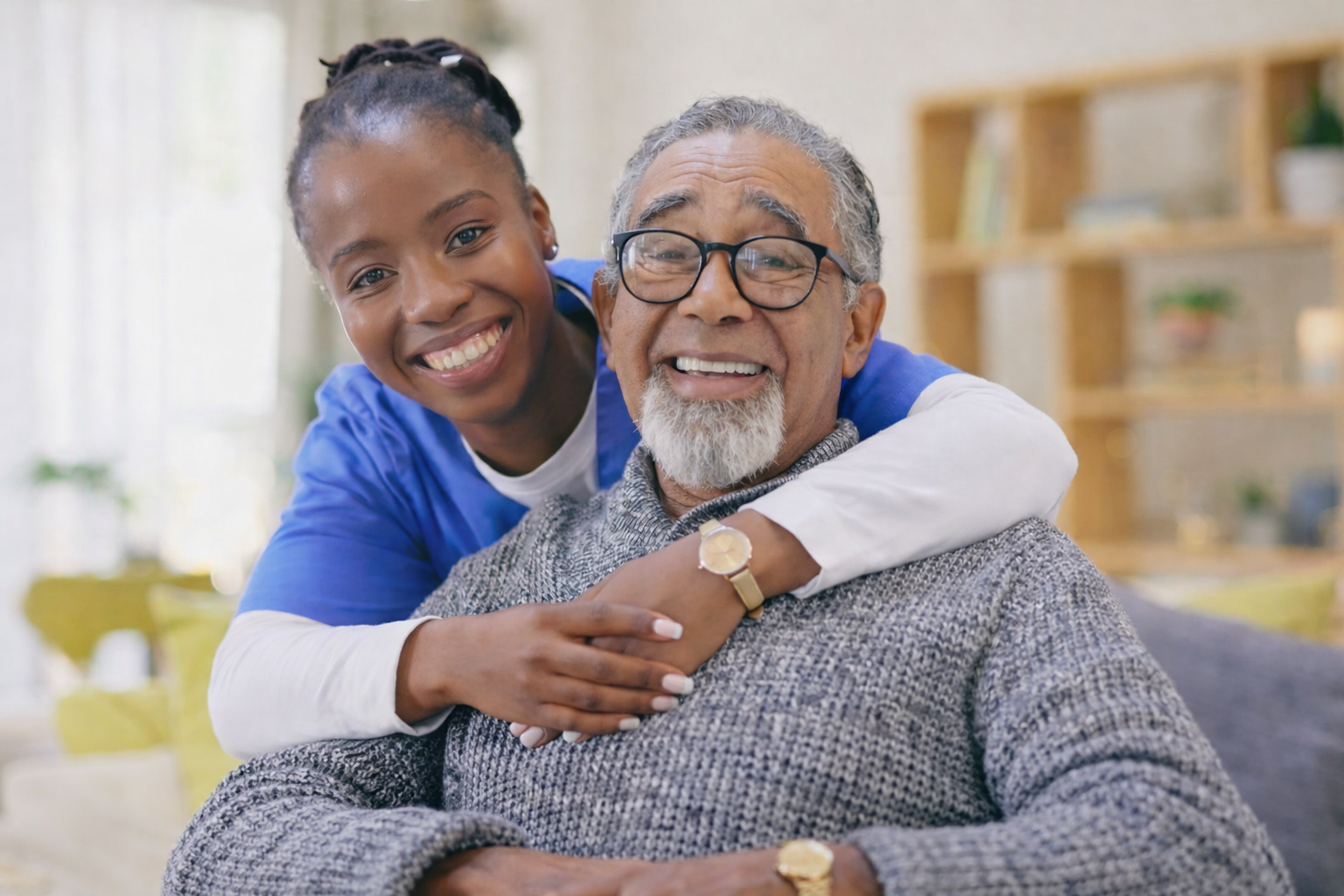 Caregiver helping senior at home